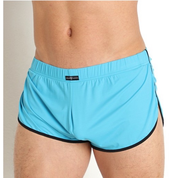 Mens Small Gregg Homme Yoga Splits Shorts; NWT, Aqua - Picture 4 of 9